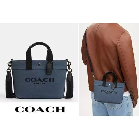 NWT Coach CU299 MEN'S Tote 20 In Colorblock QB Denim Midnight Navy - Picture 10 of 11